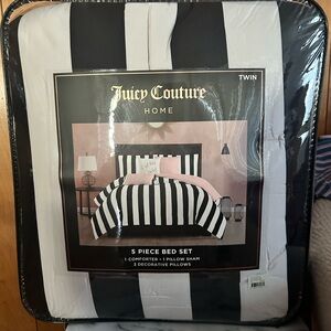 Juicy Couture Black and White Striped Bed Set